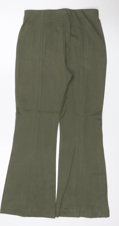 Paris Atelier Women’s Green Wide-Leg Dress Trousers UK 10 Stretch