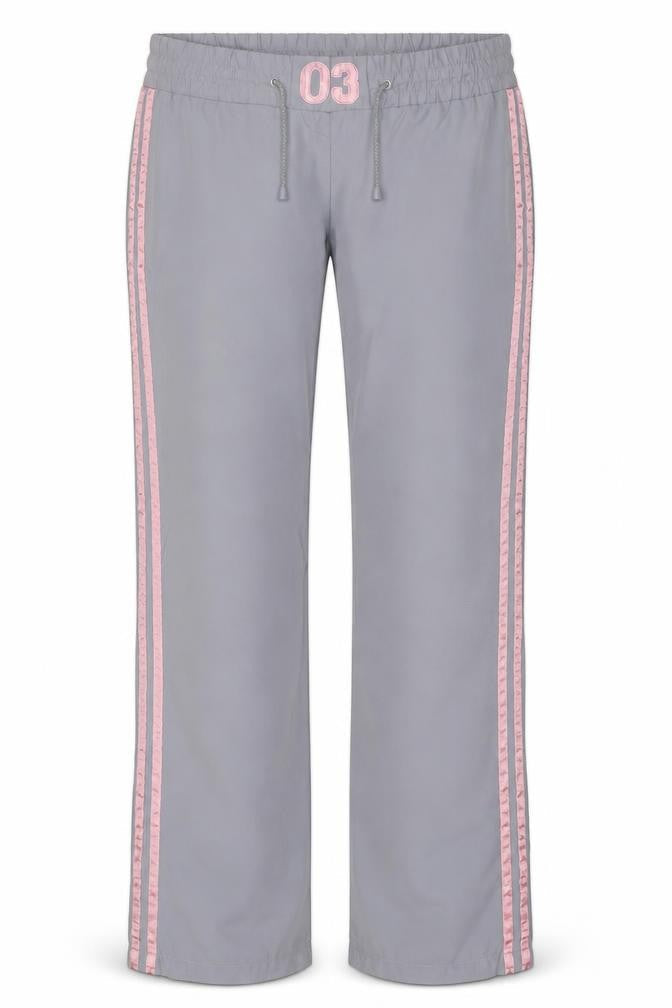 Active Women’s Grey Pink Side Stripe Track Pants UK 12 Drawstring