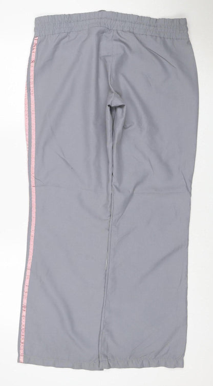 Active Women’s Grey Pink Side Stripe Track Pants UK 12 Drawstring