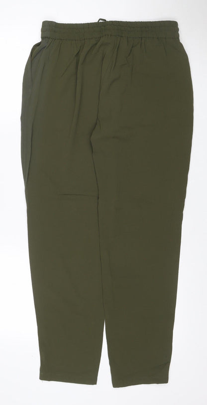 Mango Women Green UK 10 Cropped Drawstring Relaxed Trousers