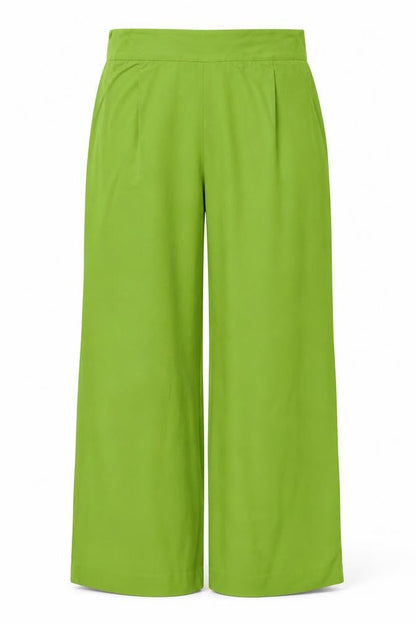 Zara Women Green L Wide-Leg Lightweight Viscose Lyocell Trousers