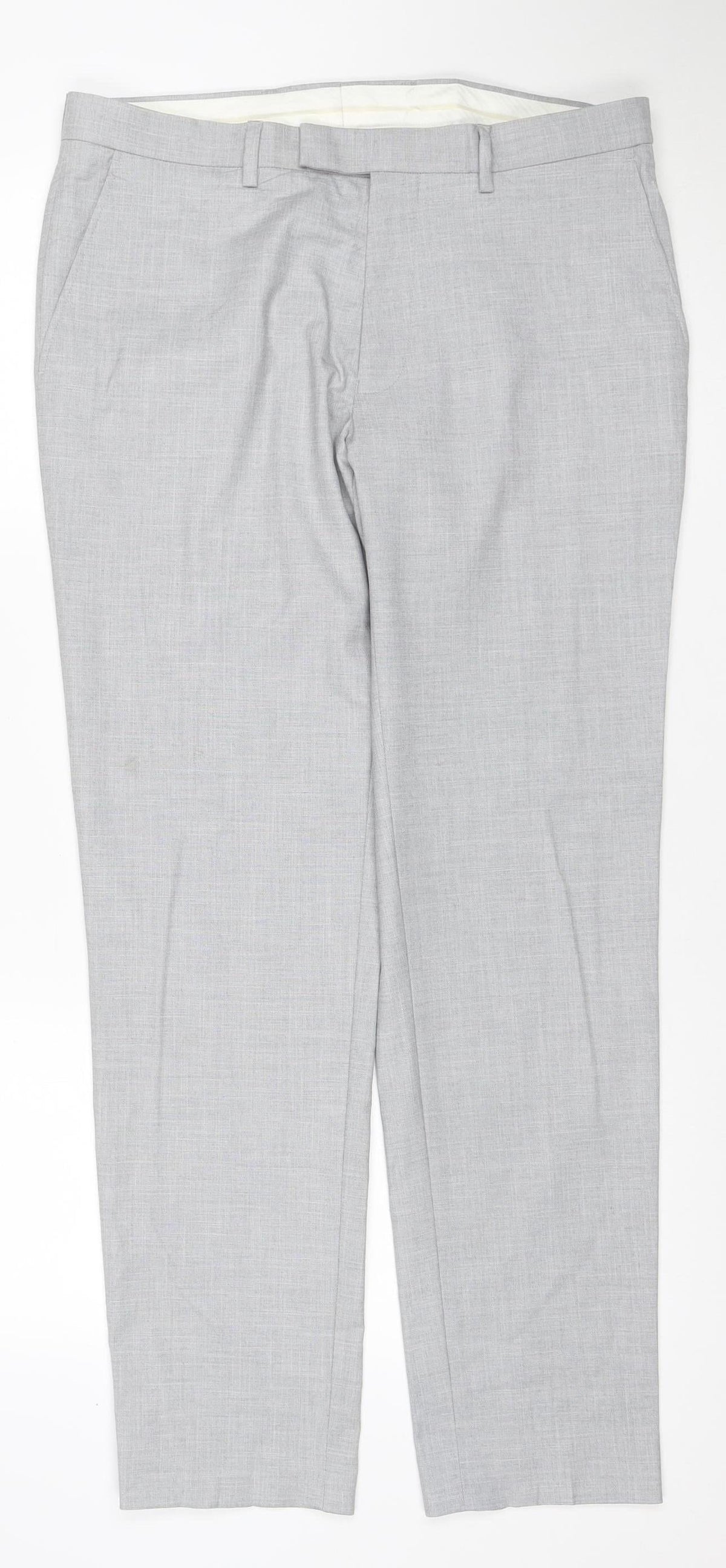 Marks & Spencer Men Grey 34 Regular Skinny Dress Trousers Stretch