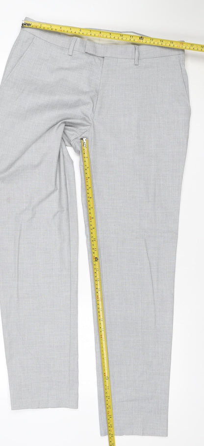Marks & Spencer Men Grey 34 Regular Skinny Dress Trousers Stretch