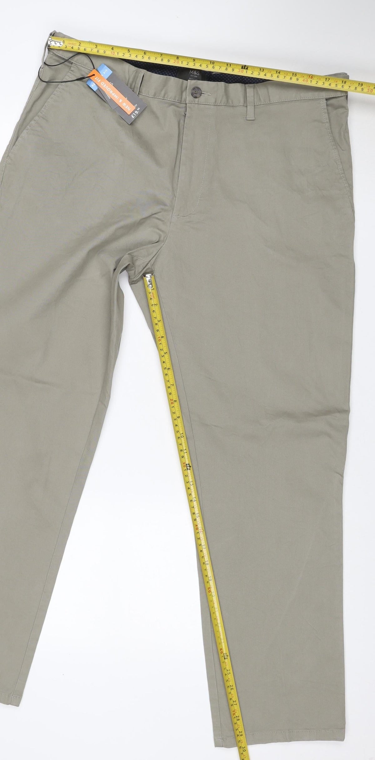 Marks and Spencer Men’s Beige Chino Trousers 40/31 Regular Fit New