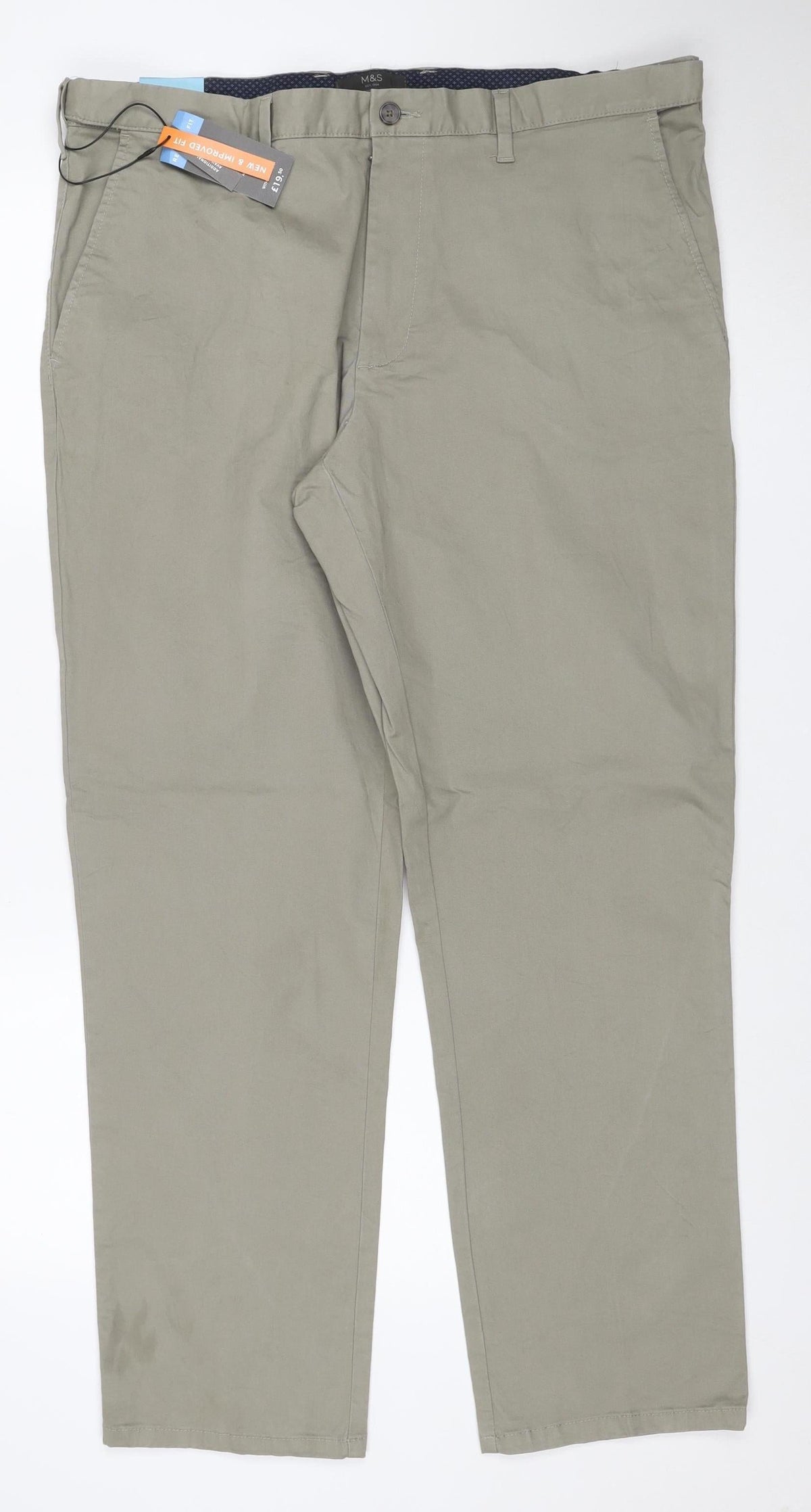 Marks and Spencer Men’s Beige Chino Trousers 40/31 Regular Fit New