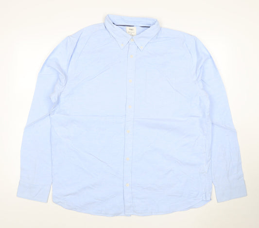 Back view of Marks & Spencer Men Blue XL Regular Fit Button-Down Long Sleeve Shirt