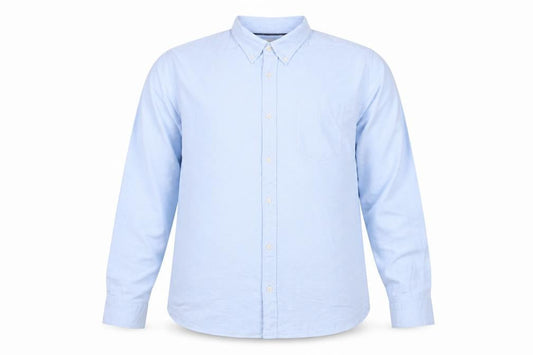Front view of Marks & Spencer Men Blue XL Regular Fit Button-Down Long Sleeve Shirt