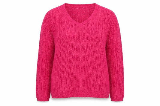 Mango Women’s Pink Size S V-Neck Open Knit Pullover Jumper