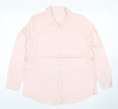 John Lewis Women Pink UK 12 Cotton Collared Button-Up Shirt Pockets