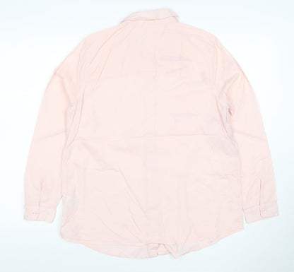 John Lewis Women Pink UK 12 Cotton Collared Button-Up Shirt Pockets
