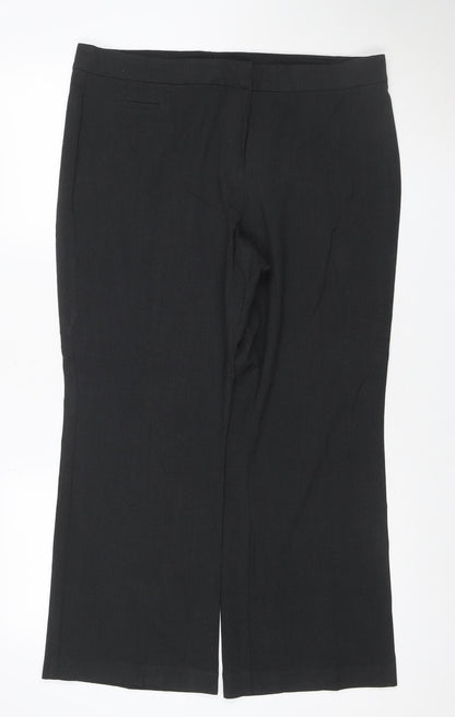 Marks and Spencer Women Black UK 16 Short Straight Leg Work Trousers