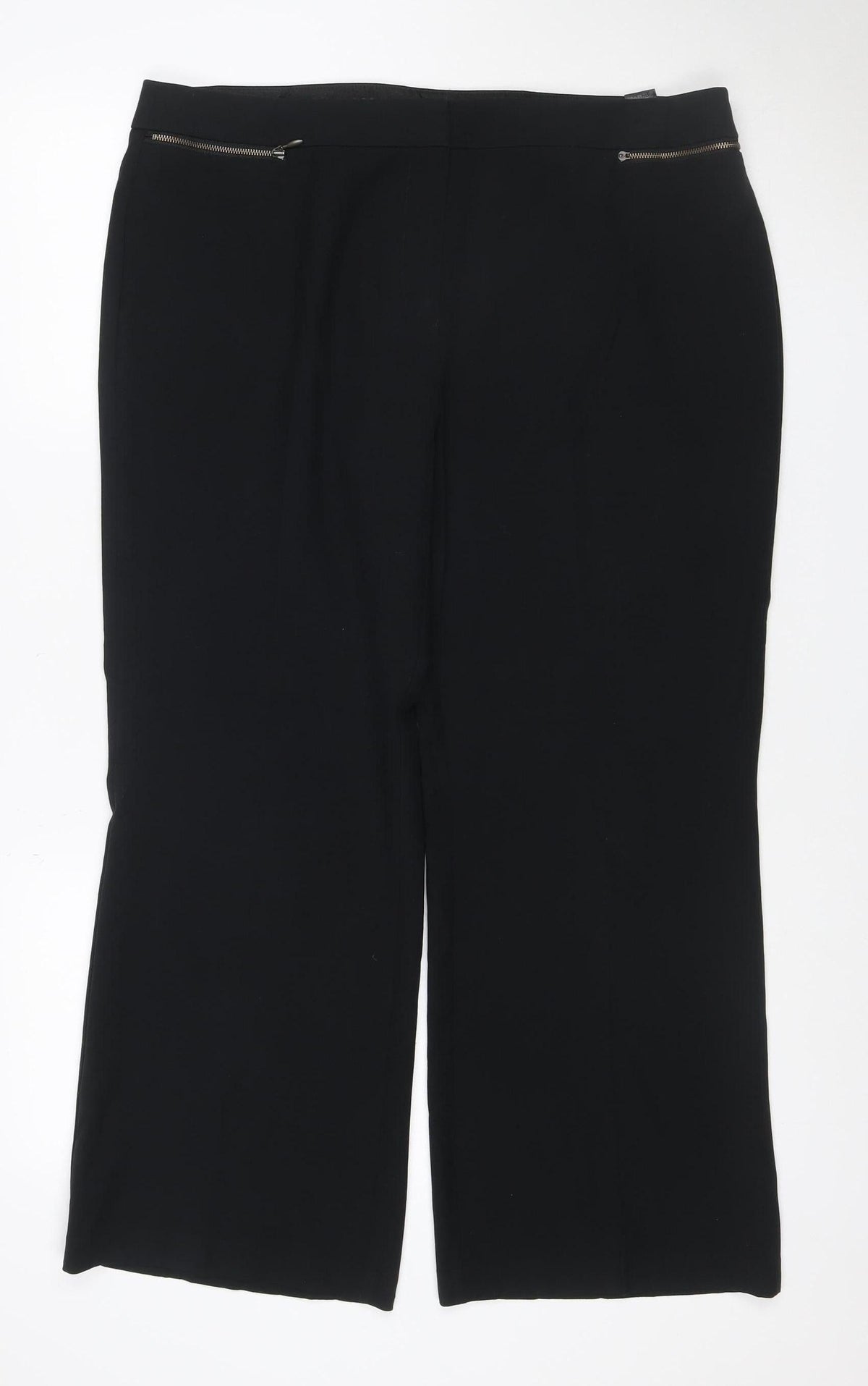 Marks & Spencer Women Black Size 16 Short Stretch Zip Pocket Trousers