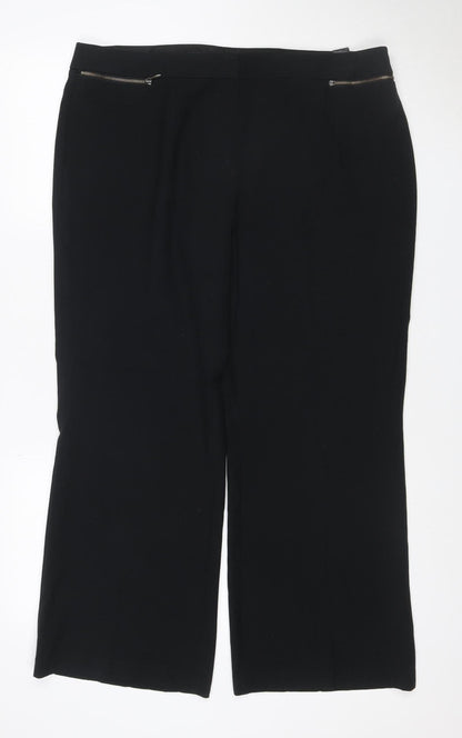 Marks & Spencer Women Black Size 16 Short Stretch Zip Pocket Trousers