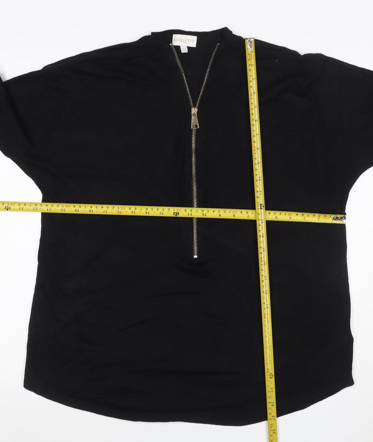 Apricot Women's Black Size 10 Long Sleeve Half Zip Tunic Top