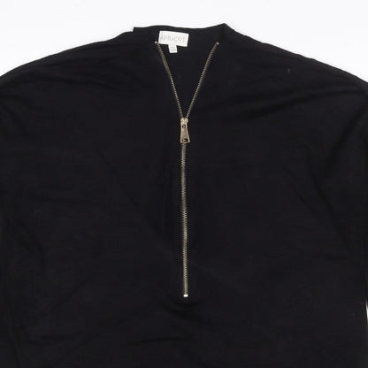Apricot Women's Black Size 10 Long Sleeve Half Zip Tunic Top