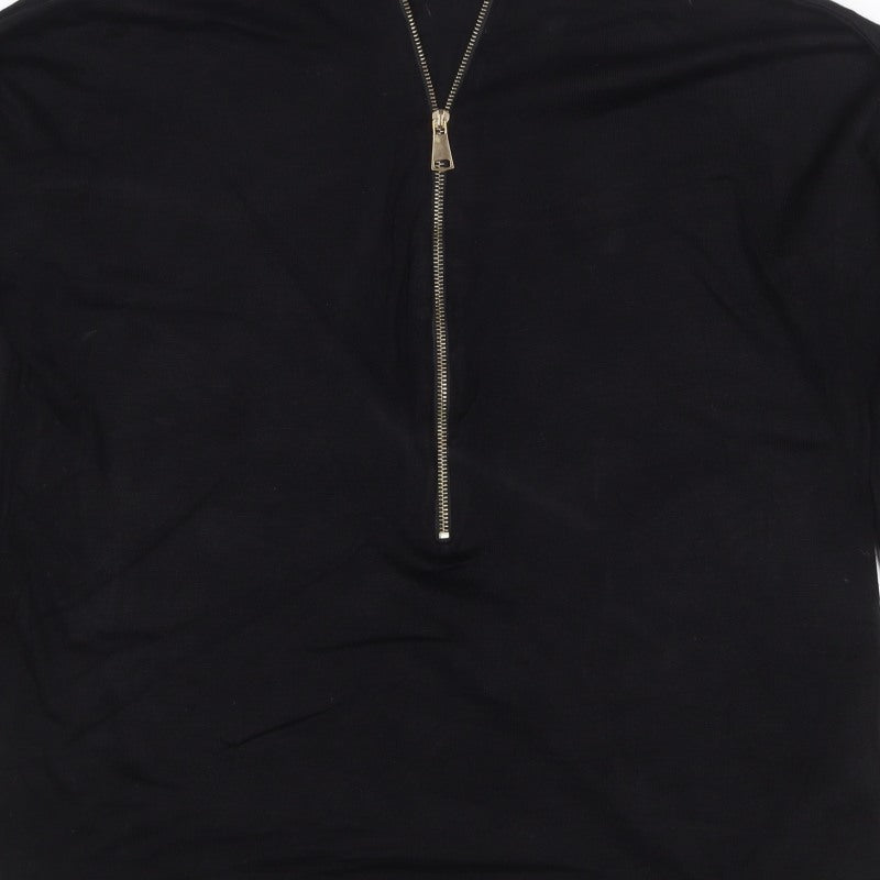 Apricot Women's Black Size 10 Long Sleeve Half Zip Tunic Top