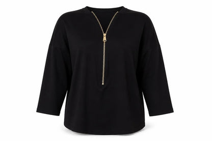 Apricot Women's Black Size 10 Long Sleeve Half Zip Tunic Top