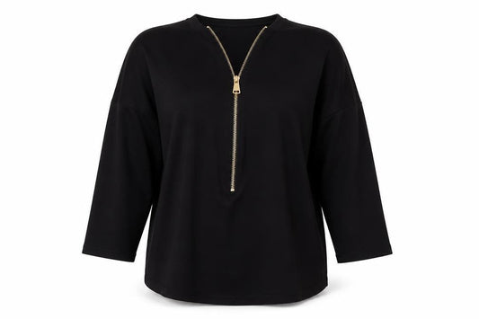 Apricot Women's Black Size 10 Long Sleeve Half Zip Tunic Top