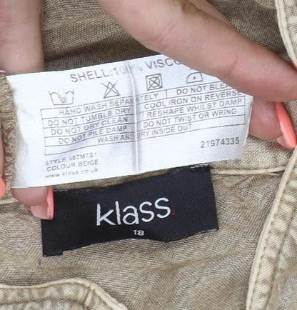 Kass Women’s Beige Size 18 Viscose Roll Tab Tunic Shirt
