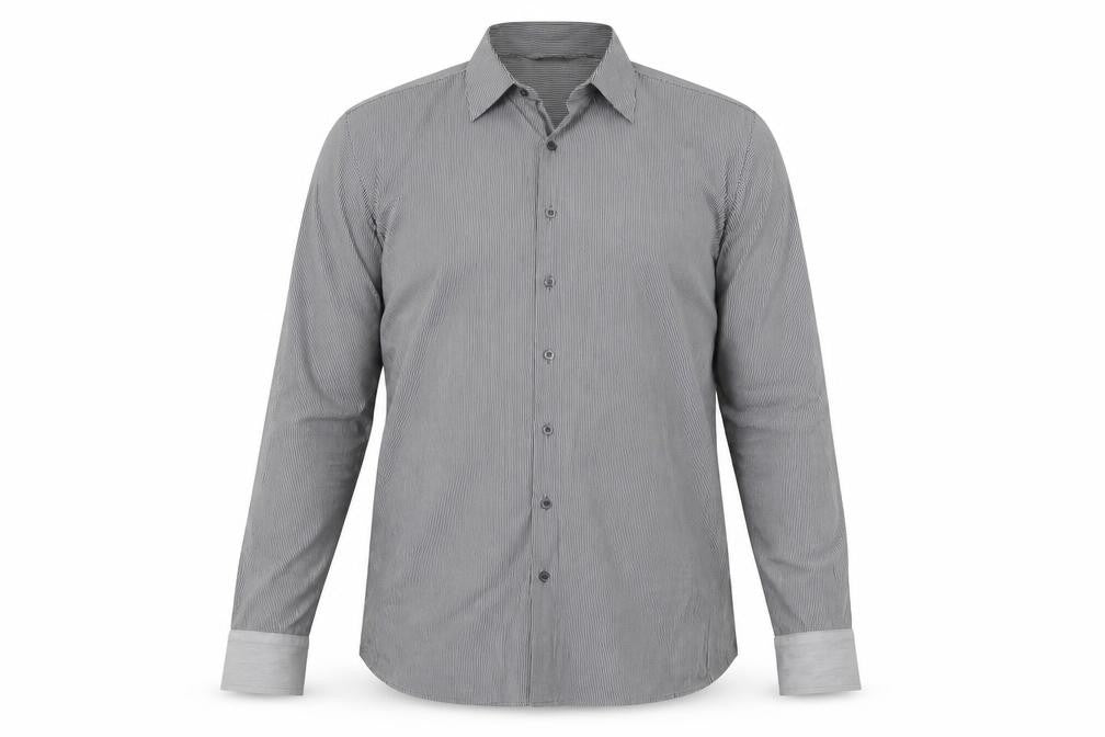 Austin Reed Men Black 16 Regular Pinstripe Cotton Long Sleeve Shirt