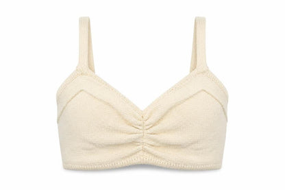 Zara Women Ivory S Cropped Knit V-Neck Spaghetti Strap Tank Top