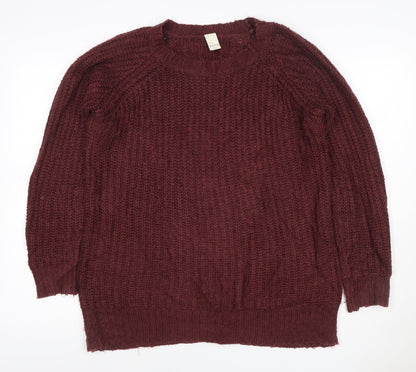 Vila Women Brown Size S Cable-Knit Raglan Crew Neck Pullover Jumper