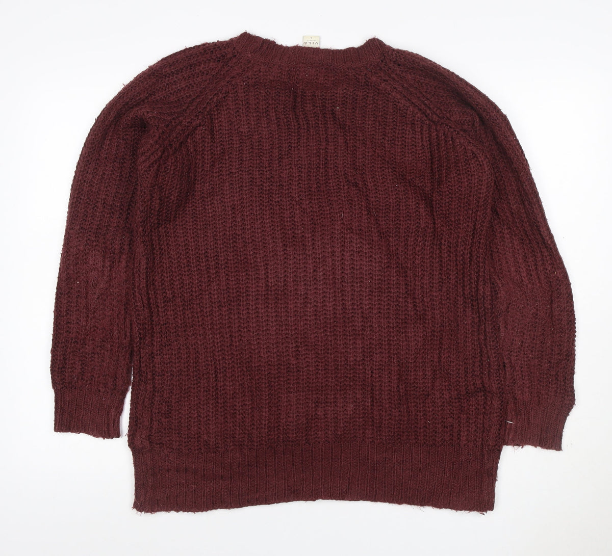 Vila Women Brown Size S Cable-Knit Raglan Crew Neck Pullover Jumper