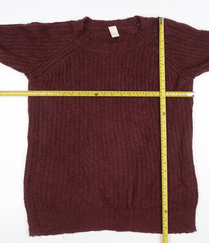 Vila Women Brown Size S Cable-Knit Raglan Crew Neck Pullover Jumper
