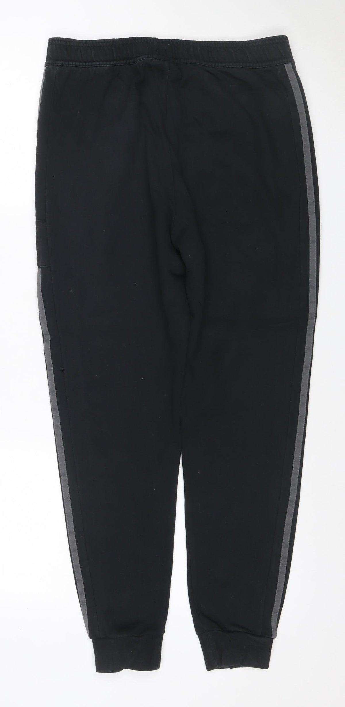 Adidas Teens Black L Jogger Track Pants 3 Stripe Cotton Blend