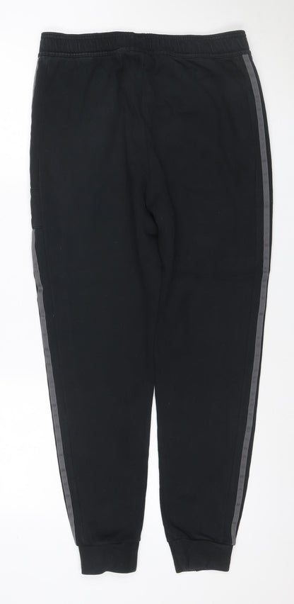 Adidas Teens Black L Jogger Track Pants 3 Stripe Cotton Blend