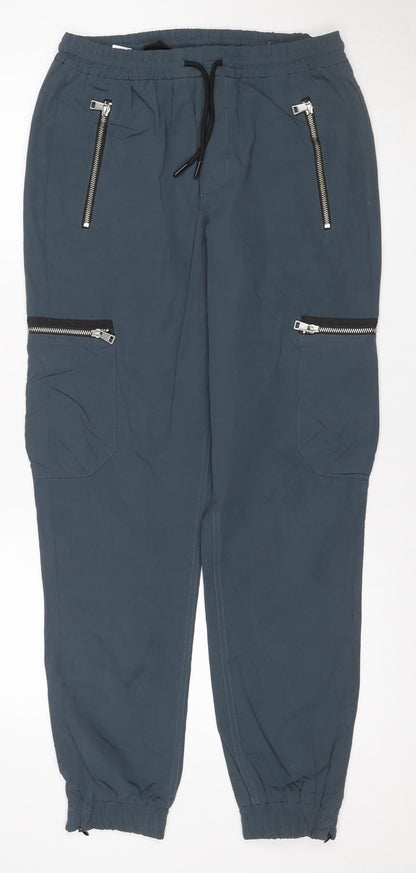 River Island Men’s Blue 30R Cargo Jogger Trousers Zip Pockets