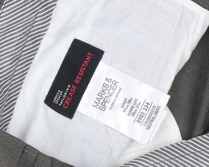 Marks & Spencer Men's Grey 38in 31in Straight Dress Trousers