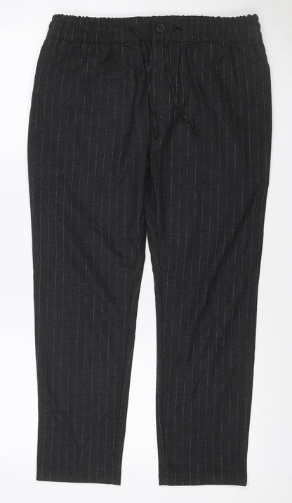 Topman Unisex Black Pinstripe Stretch Skinny Trousers W34 L30