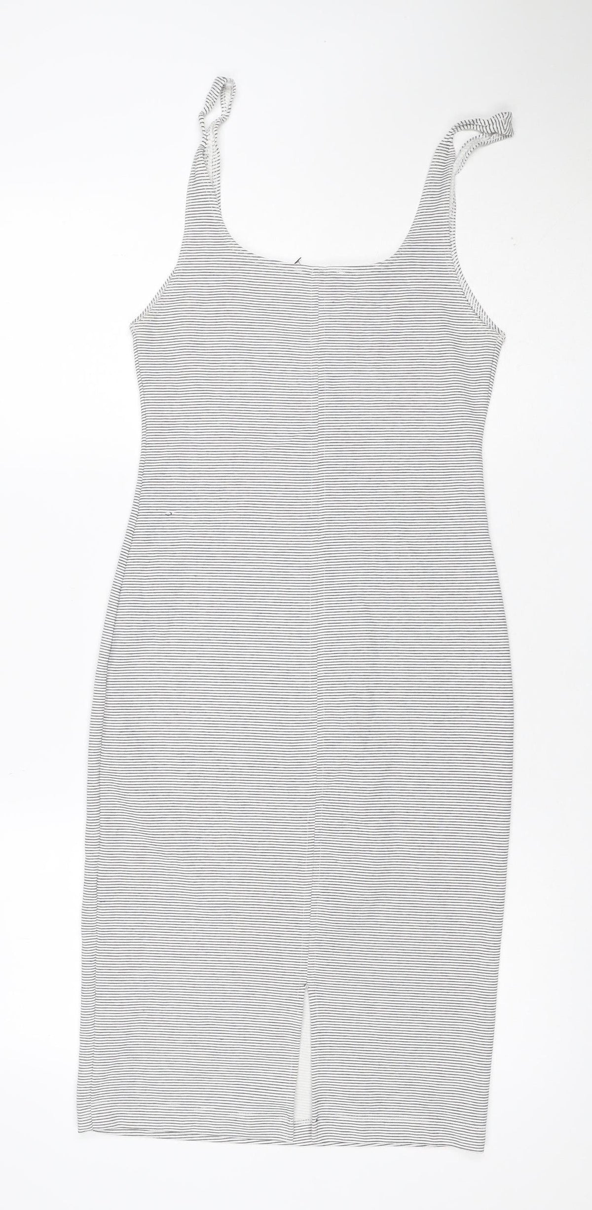 Zara Trafaluc Women White Grey Striped S Bodycon Mini Strappy Dress