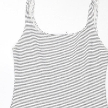 Zara Trafaluc Women White Grey Striped S Bodycon Mini Strappy Dress