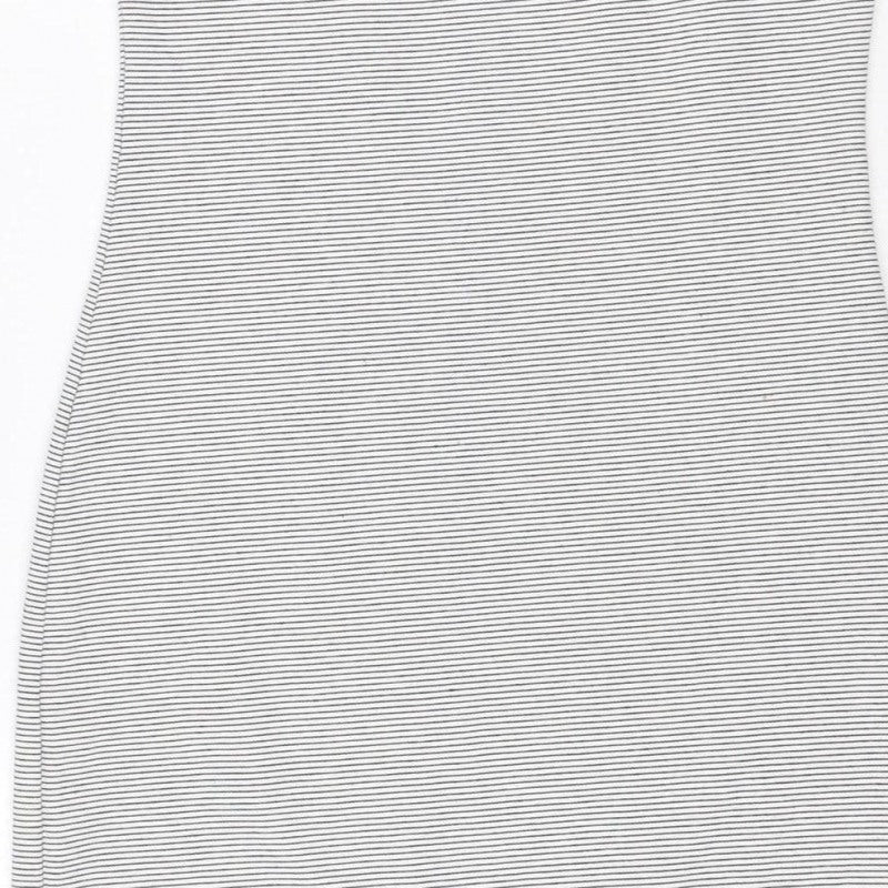 Zara Trafaluc Women White Grey Striped S Bodycon Mini Strappy Dress