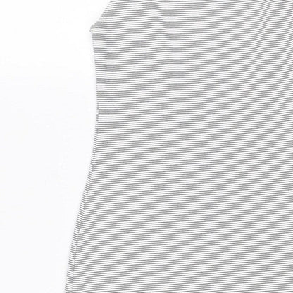 Zara Trafaluc Women White Grey Striped S Bodycon Mini Strappy Dress