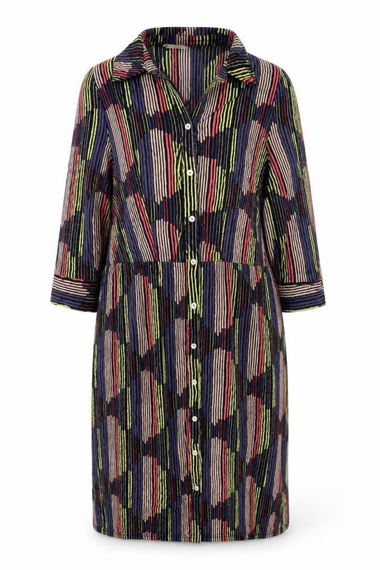 Monsoon Women Multicoloured UK 14 Shirt Dress Geometric Long Sleeve