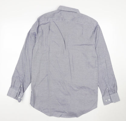 Marks & Spencer Men’s Blue 15.5 Regular Fit Geometric Cotton Shirt