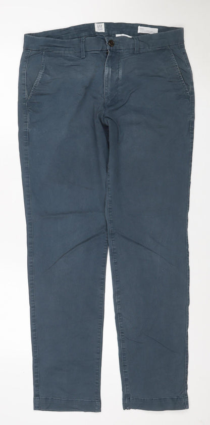 Gap Men’s Blue 32 Essential Khaki Slim Fit Flat Front Trousers