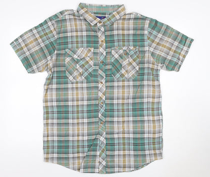 MALAY Men’s Green Plaid XL Short Sleeve Button-Up Shirt 1X