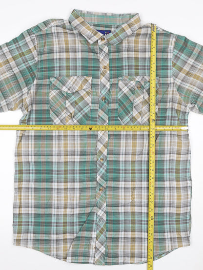 MALAY Men’s Green Plaid XL Short Sleeve Button-Up Shirt 1X