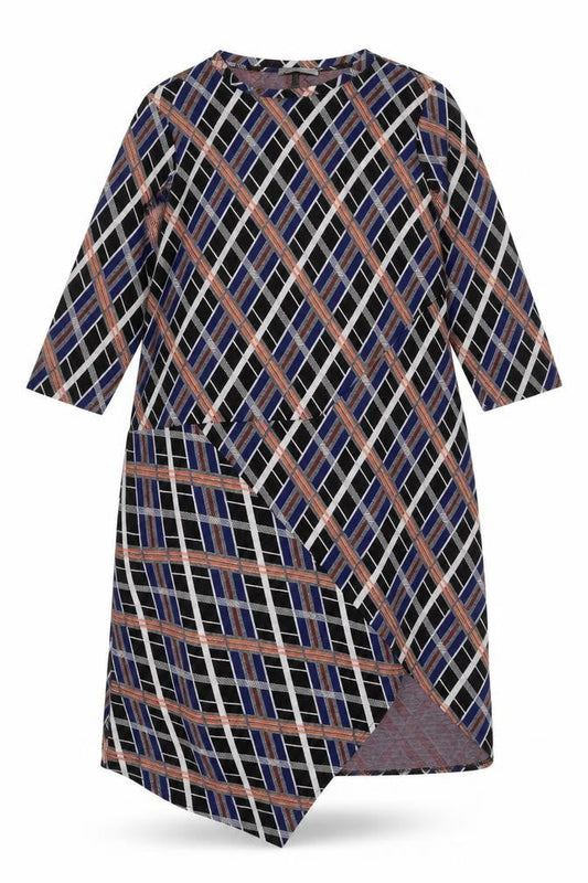 Zara Trafaluc Women Multicoloured M Geometric Asymmetric Kaftan Dress