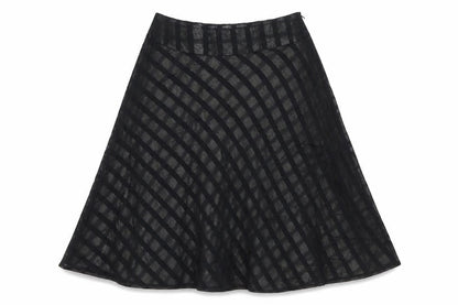 Mango Women's Black UK 12 A-Line Striped Chiffon Knee Skirt