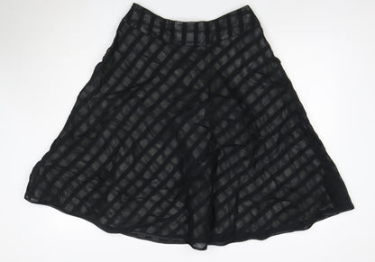 Mango Women's Black UK 12 A-Line Striped Chiffon Knee Skirt