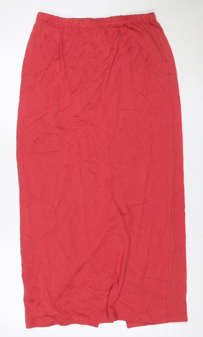 Peruvian Connection Women Red M Knit Straight Pencil Midi Skirt