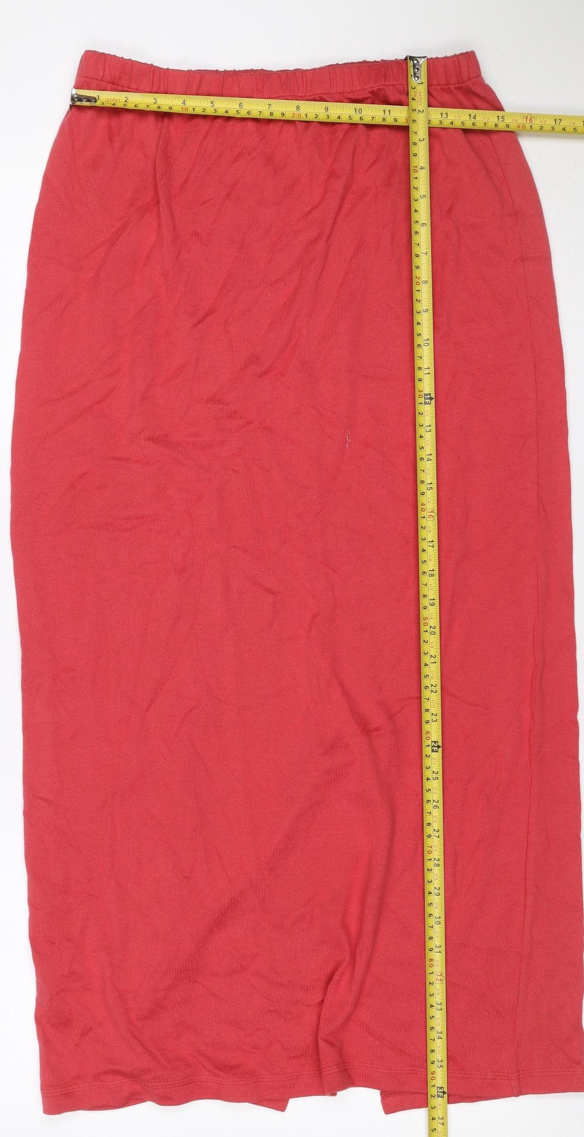 Peruvian Connection Women Red M Knit Straight Pencil Midi Skirt