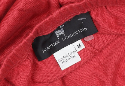 Peruvian Connection Women Red M Knit Straight Pencil Midi Skirt