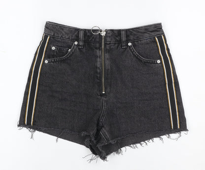 Topshop Women Black UK 6 Petite Mom Denim Stripe Shorts
