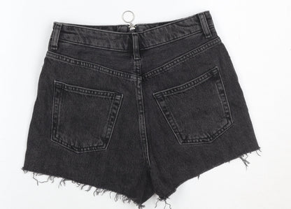 Topshop Women Black UK 6 Petite Mom Denim Stripe Shorts